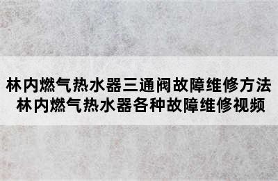 林内燃气热水器三通阀故障维修方法 林内燃气热水器各种故障维修视频